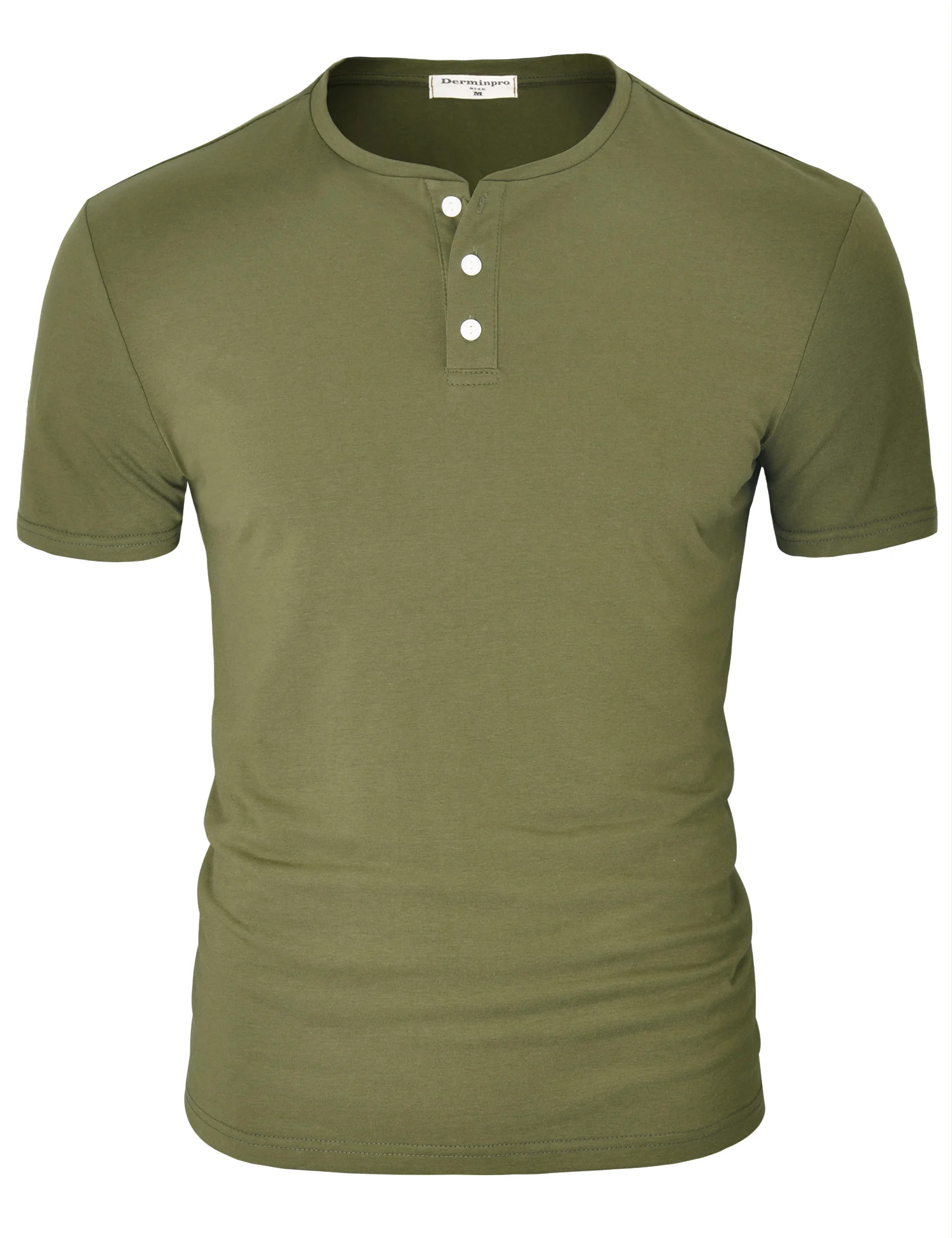 Low MOQ Wholesale Clothing Men Solid Color White Henley T Shirt