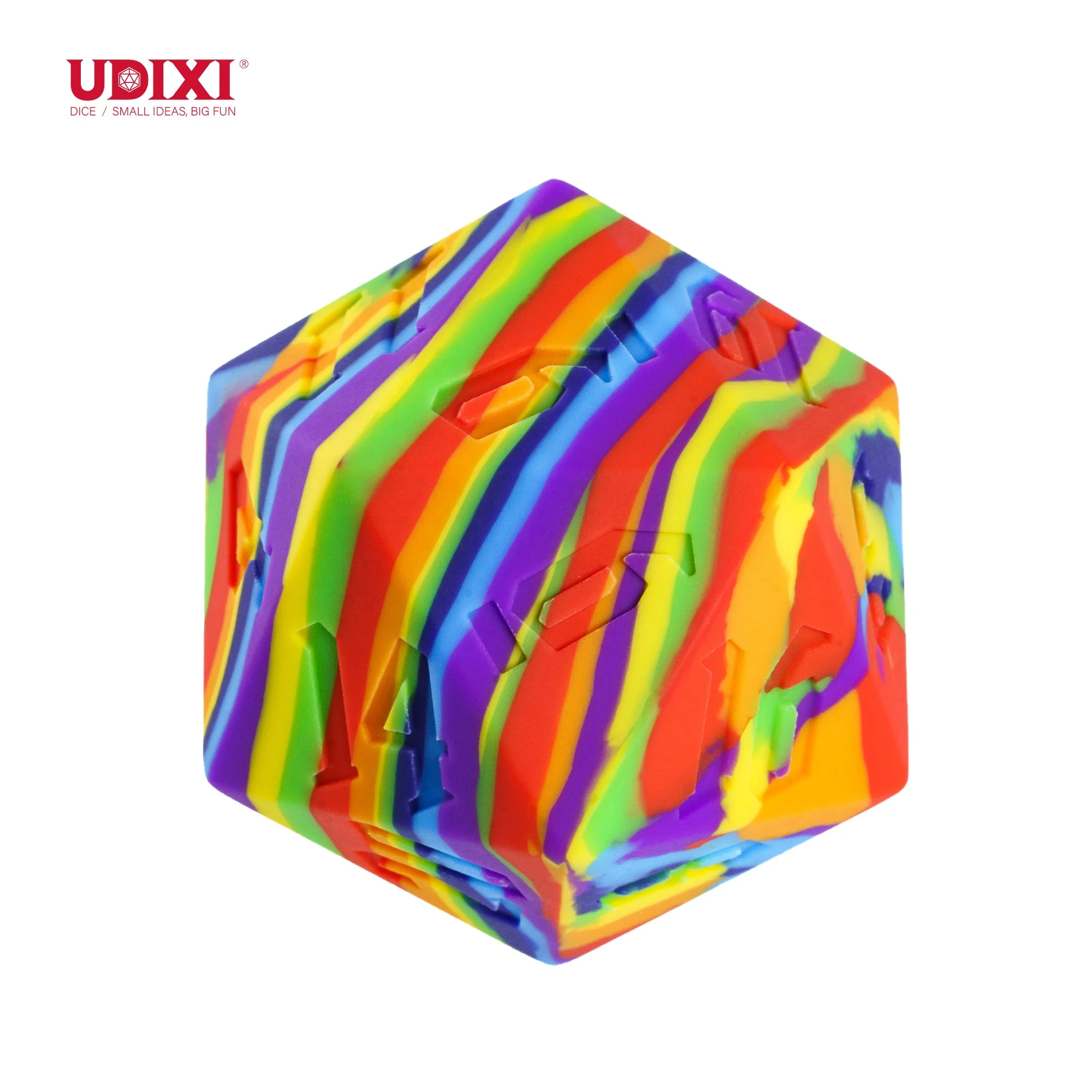 Udixi Polyhedral Silicone custom logo dungeons and dragons 20 sides dice d&d rpg dnd silica gel D20 Dice Rainbow