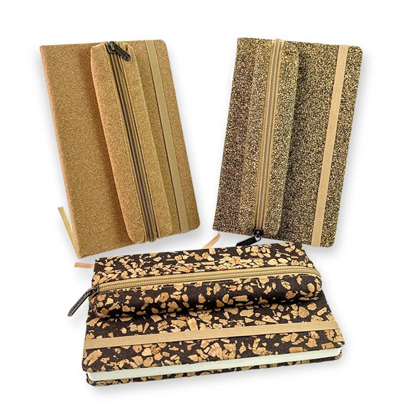 Hot products novelty cork school awards incentives School Pen Bags biodegradable eco pencil case pencil bag set promo notebook