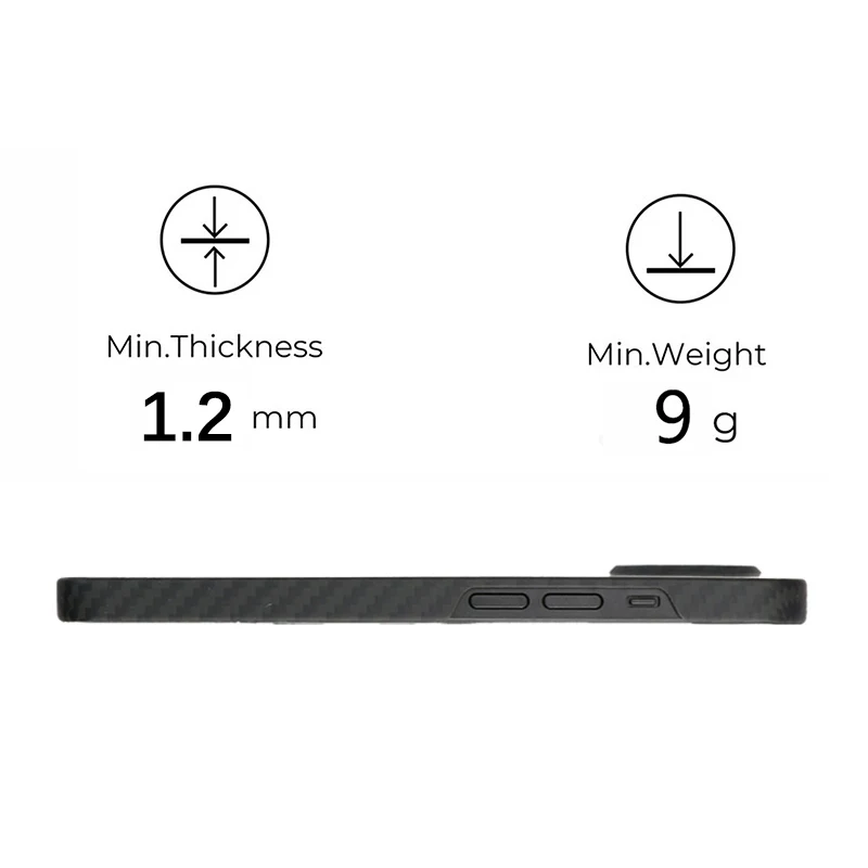 Чехол из углеродного арамидного волокна для iPhone 14 серии совместимый с magsafe черный/серый саржевого