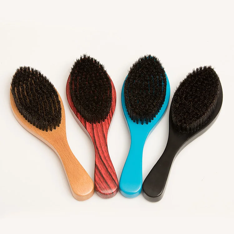 high quality boar bristle wood beard brush for men factory wholesale 360 Wave Brush Wooden Beard Hair Brush
