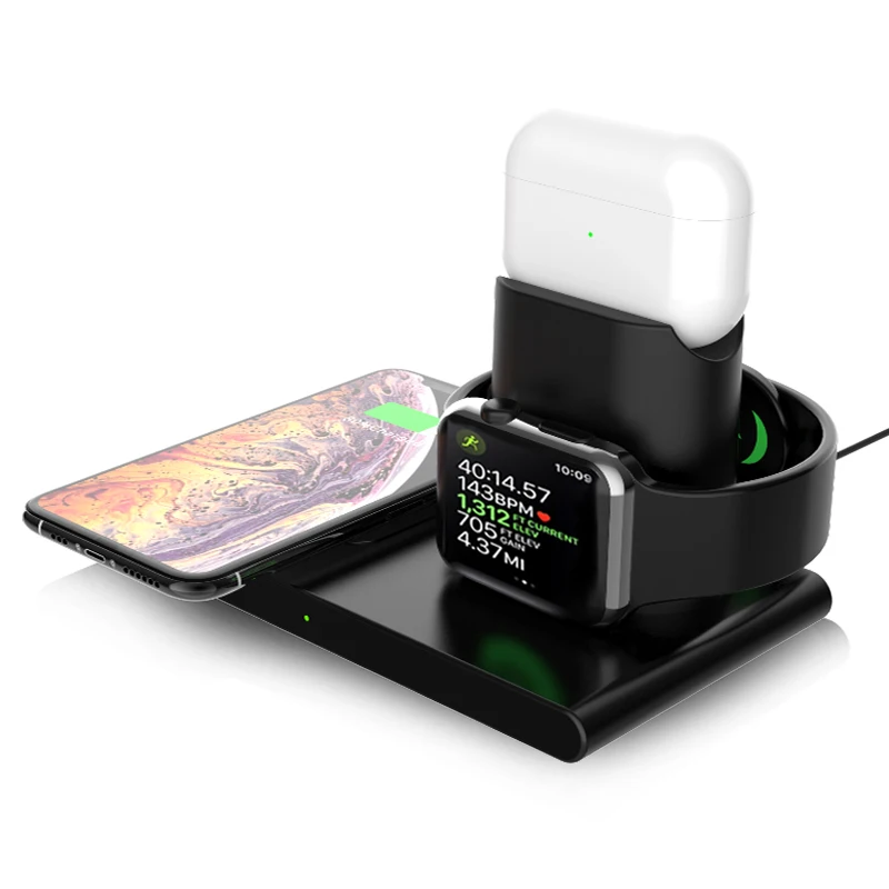 
Fast 3 in 1 Wireless Phone Charger Stand for iPhone AirPods Apple Watch Charge Dock Station Charger 