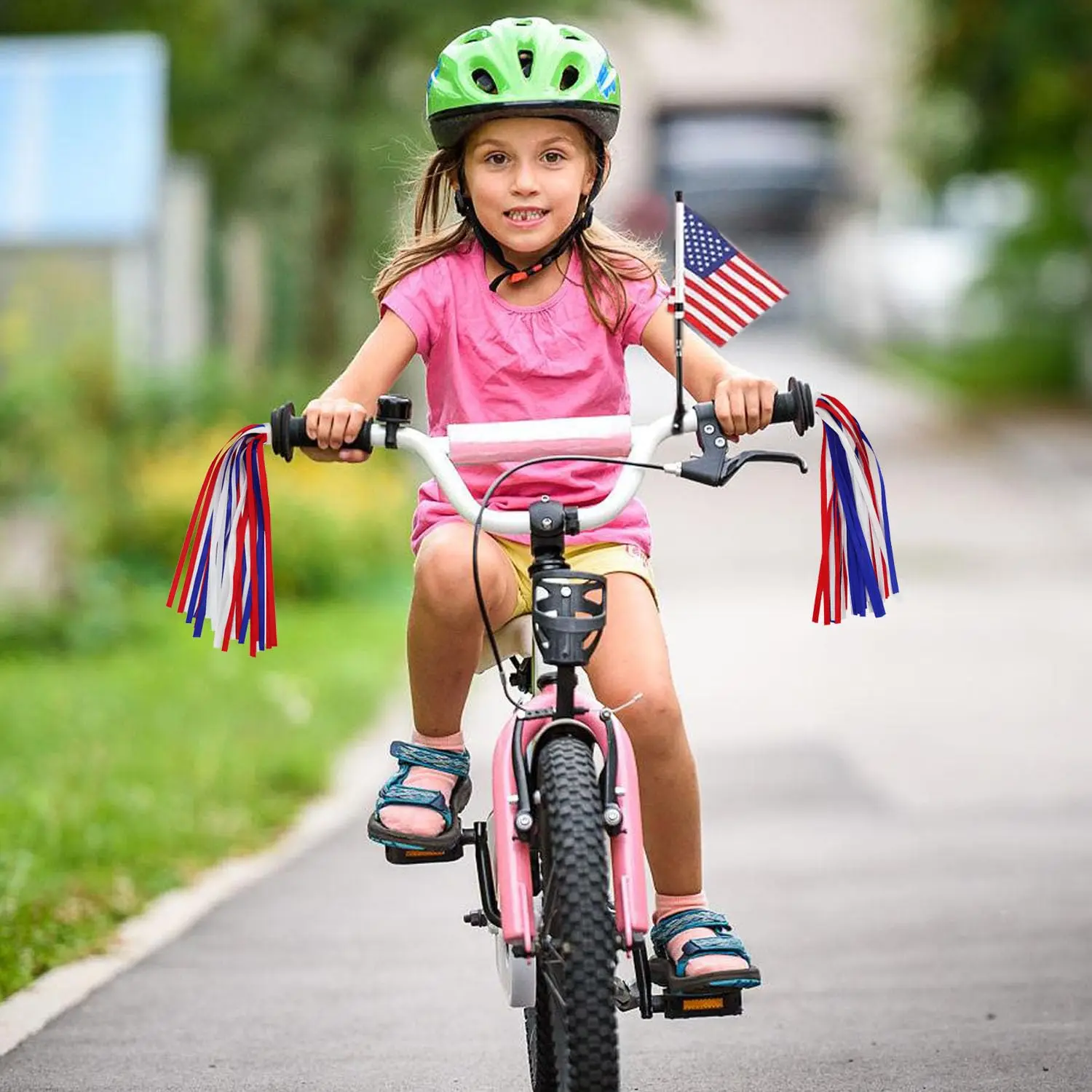 Patriotic Bike Streamers Red White Blue Bike Tassels Ribbon 4th of July Bike Decorations for Bicycle Scooter Tricycle Handlebar