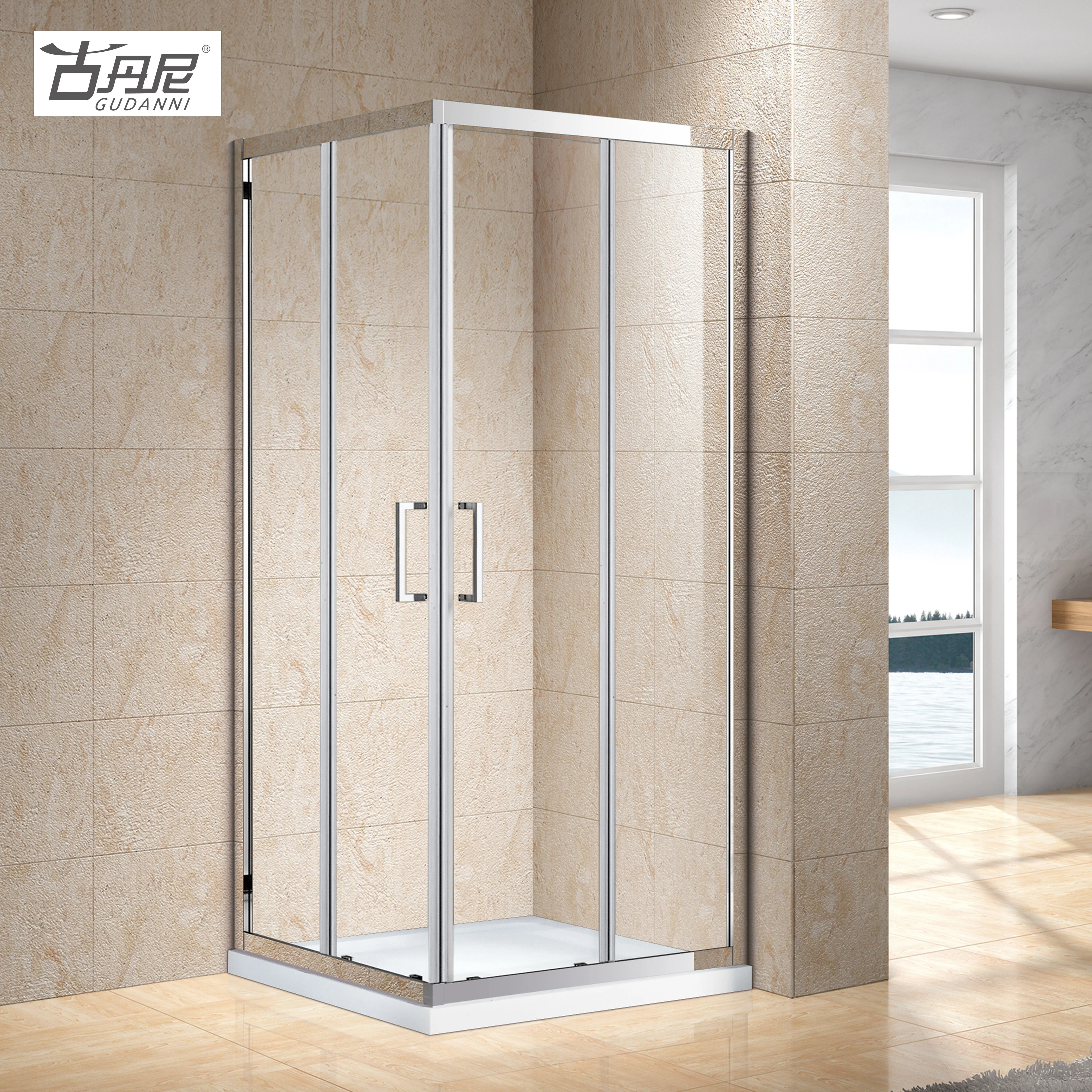 Gudanni Shower Rooms Manufacturer Bathroom Shower Cubicle Sliding Shower Enclosure square two fixed panels two sliding door