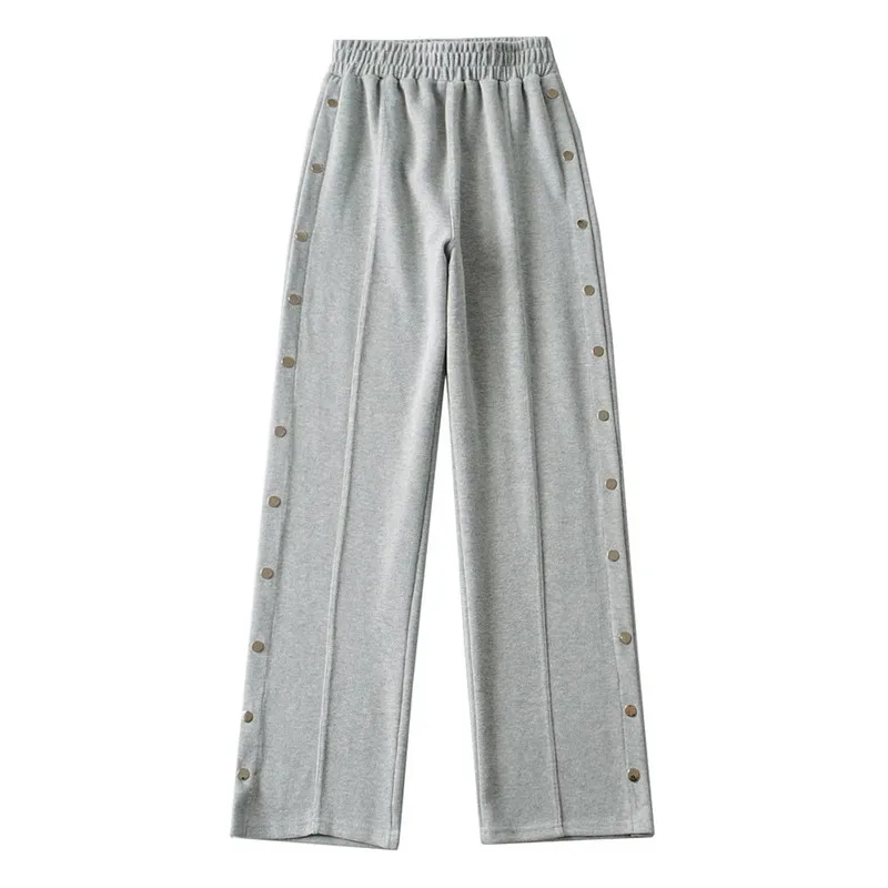 New Autumn Winter Side Stud Loose Hip Hop Dance Straight Sweatpants