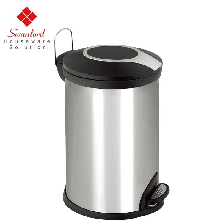 Special design oval stainless steel dustbin with plastic lid