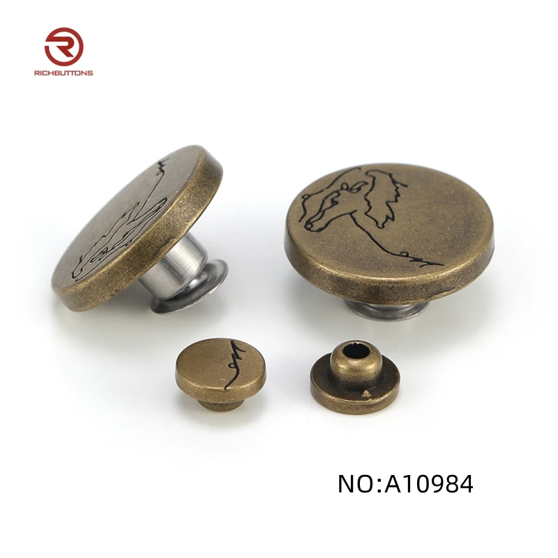 Clothes Accessories Adjustable Epoxy Colored Custom 17mm Metal Tack Jeans Button For Jeans