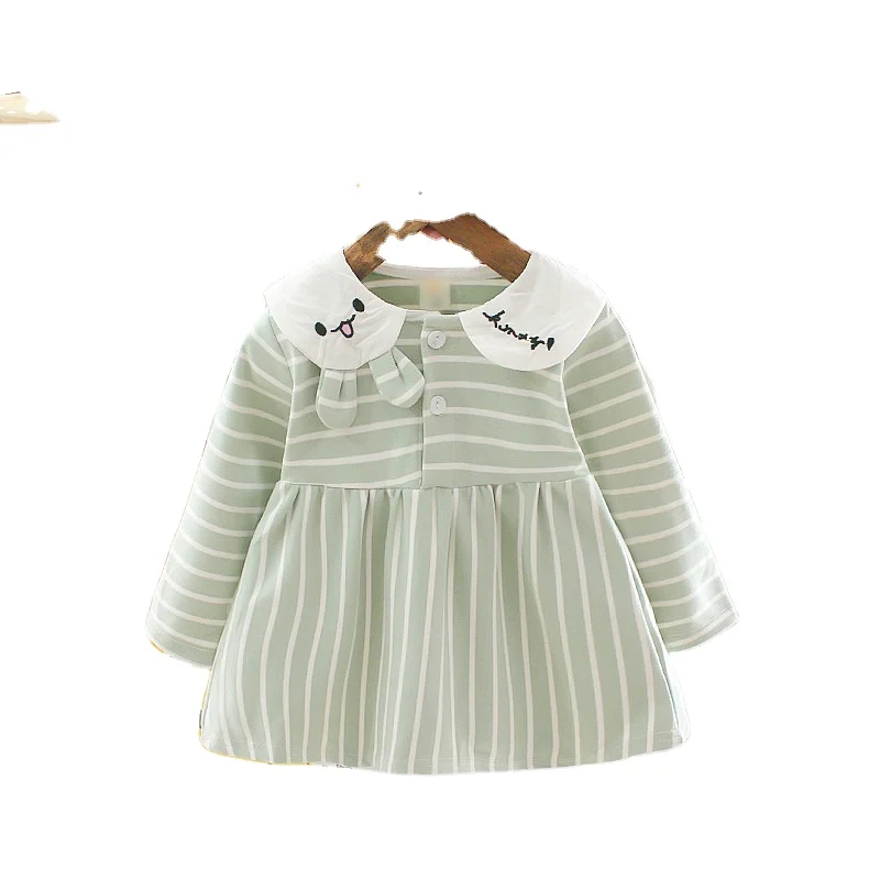 Wholesale cute autumn long sleeve princess dress for baby girl 0-3 years old Long sleeve shirt collar dress girls skirt