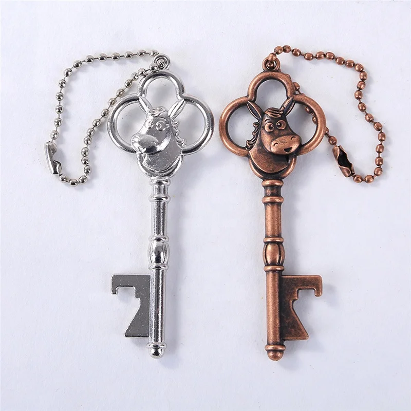 Copper Silver Hippo River Horse Shaped Keying Keychain Vintage Bottle Opener