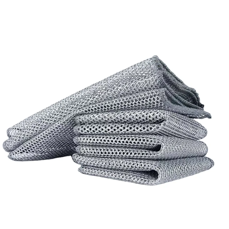 Wool Dish Towel, and Food Storage Containers Metal Wire Cleaning Mesh Dishcloth, Quick-drying Oil-absorbing Steel Kitchen Square