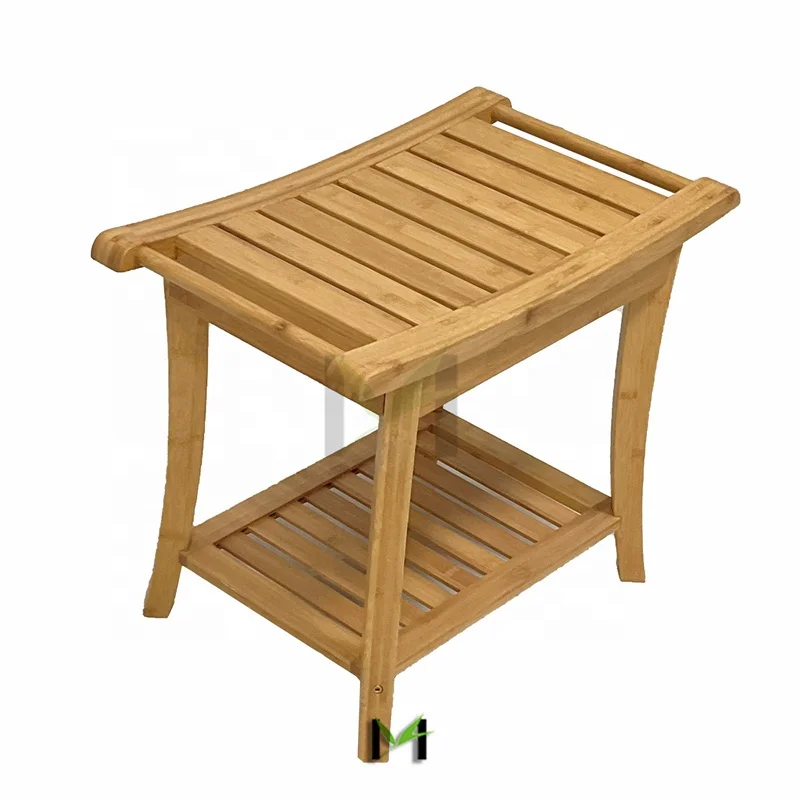 Bamboo Wooden Bathroom Storage Vanity Shower Bench