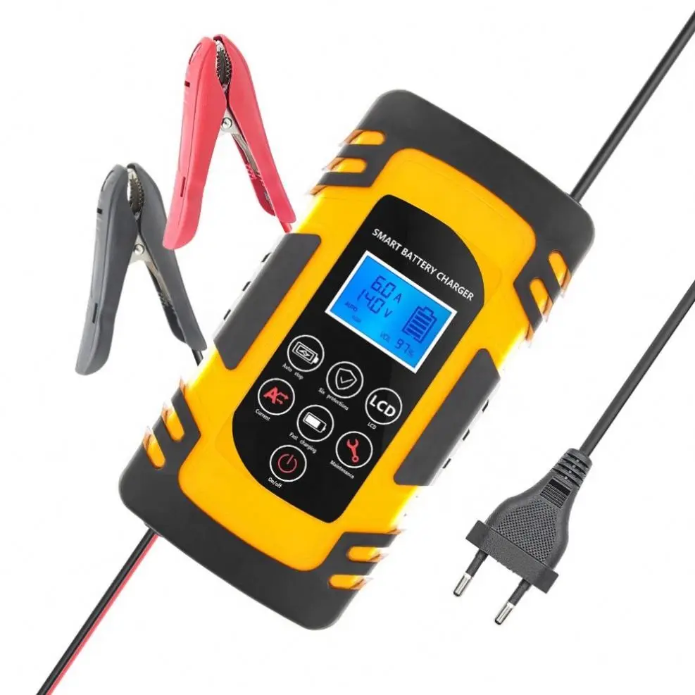 12V 24V Large Power 12A Universal Car Battery Charger Battery Charger Maintainer for Truck Car AGM Deep Cycle VRLA Pulse Repair