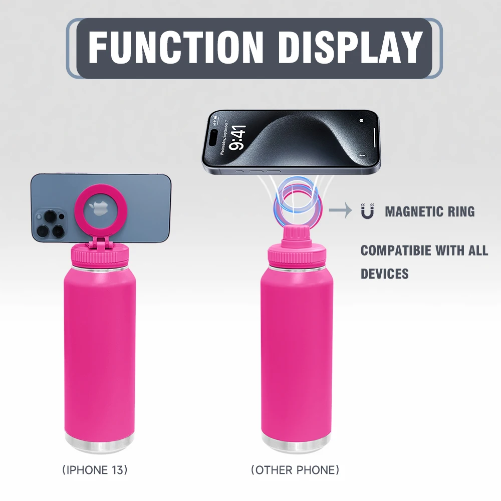 Latest Models Wholesale Direct Sales bpa free thermal insulated stainless steel water bottle phone holder magnetic