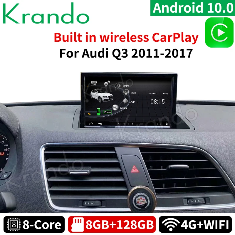  Автомобильный радиоприемник Krando Android 10 0 8 дюймов IPS 8G 128G аудио стерео GPS для Audi Q3 2011-2017 мультимедийный плеер с откидным экраном