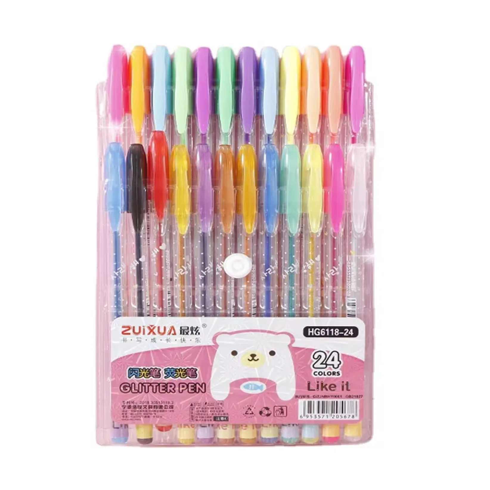 Set 12-48 Metallic Pastel Neon Quicksand Glittering Roller Shaking Color Colored Ink 18 Gelly Roll Wholesale Glitter Gel Pen