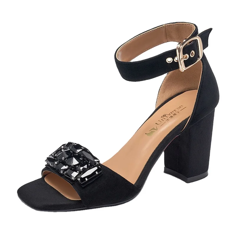 G161 chunky high heel fashion square heel women sandals ankle strap shoes