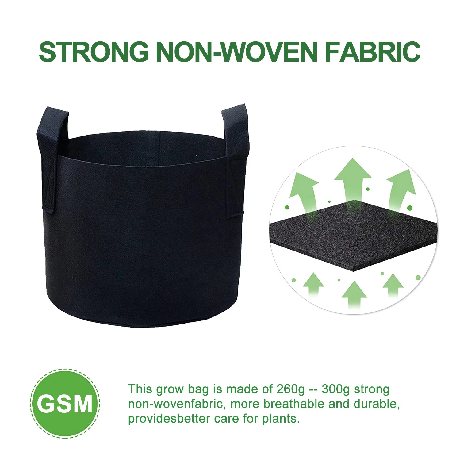 3 Gallon  300g Fabric Plant Grow Bags Fabric Flower Planter Pots Seedling Vegetable Grow Bags