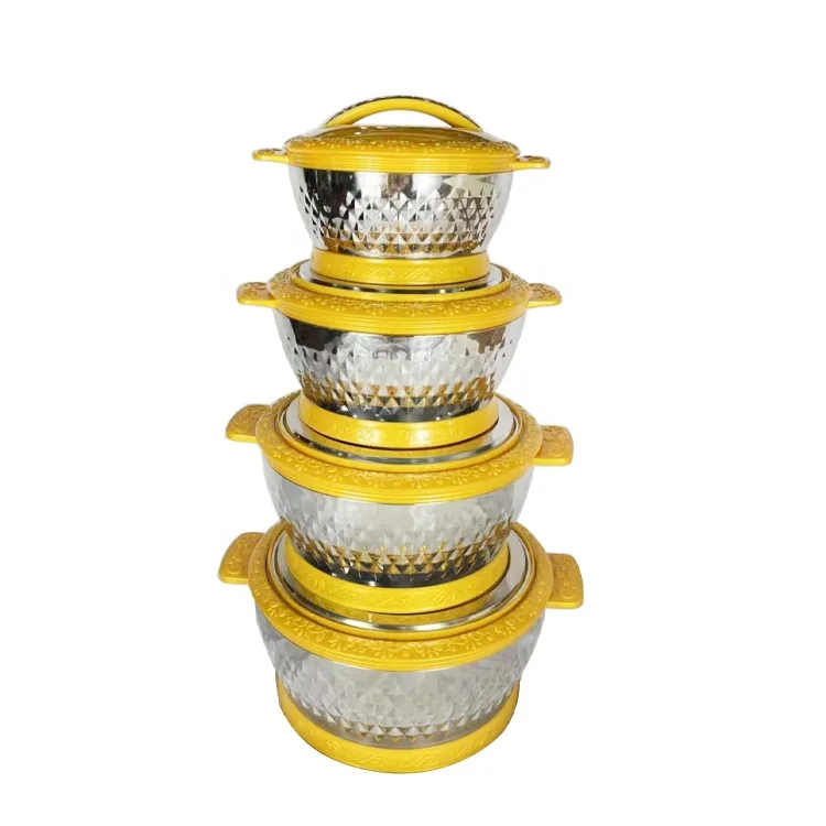 Africa Food Warmer Sets Hot Sale Stainless Steel Food Storage Lunchbox New Design 3/4 PCS Diamond Plastic Food Insulated Hot Pot