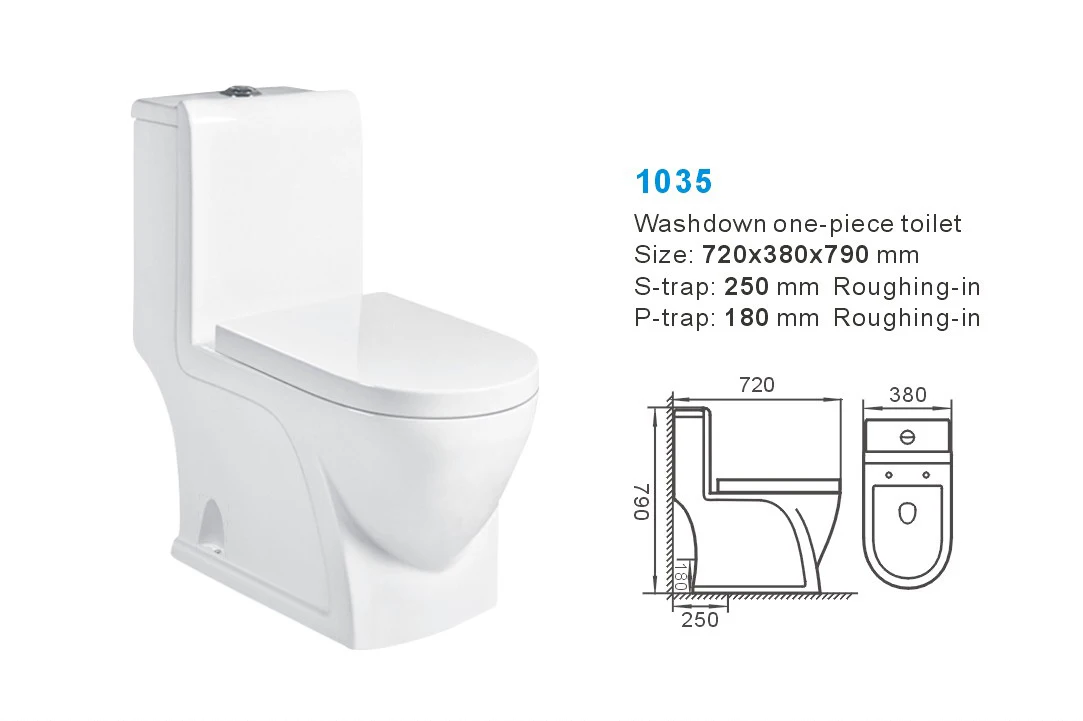 Sanitary Ware Water Saving Eastern Style Siphonic Ceramic One Piece Toilet Bowl