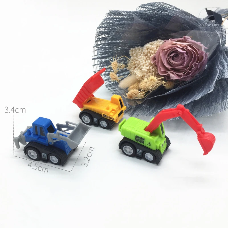 Mini Plastics Toy Simulated Engineering Vehicle Excavator Bulldozer Model Toy Pull Back Diecast Inertia Cars Pack For Kids Boys