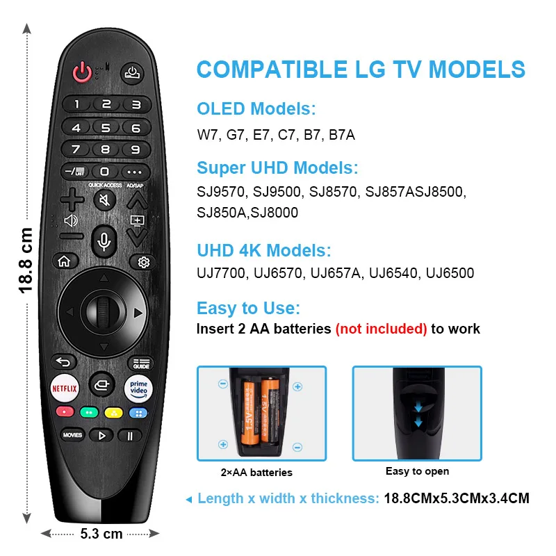 Voice Air Mouse Magic Universal Smart Remote Control Compatible LG TV 2020 OLED  ZX WX GX CX BX series NanoCell 4K UHD Models