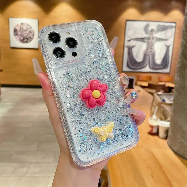 Competitive price anti knock 3 in 1 fancy flower mobile phone case for iPhone 16 pro back cover