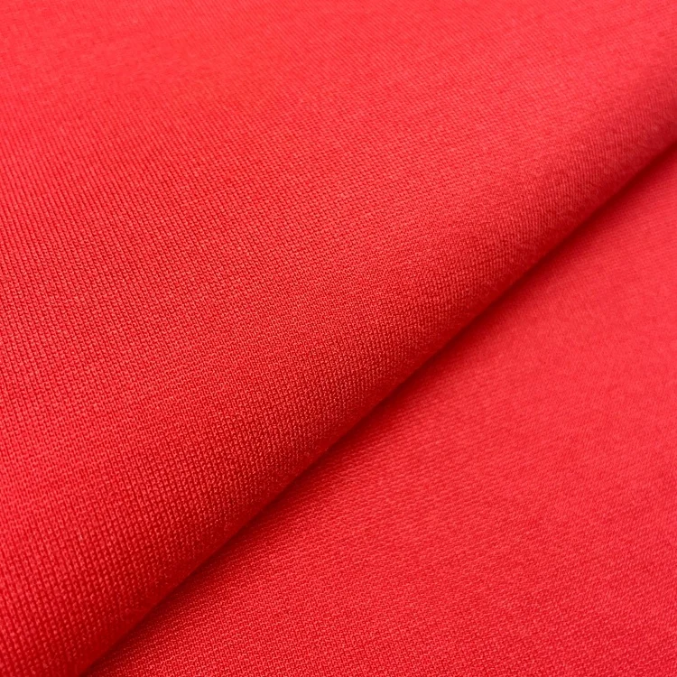 Custom-made rayon nylon spandex bright red knitted interlock king ponte de roma fabric for hoodies