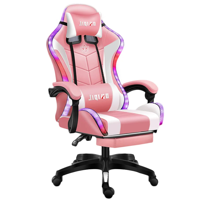 Most Comfortable Cute Home Office Pink Gaming Chairs Leather Adjustable Chair with Footrest