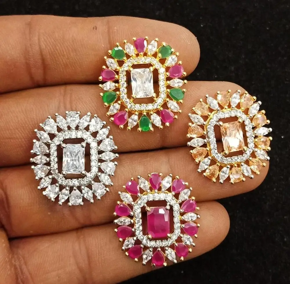 
Wholesale 925 sterling silver earring american diamond gemstone fashion jewellery drop jumka hanging earrings women 