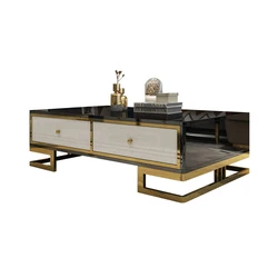 Simple living room TV cabinet combination small-family tempered glass kung fu light luxury office with drawer tea table