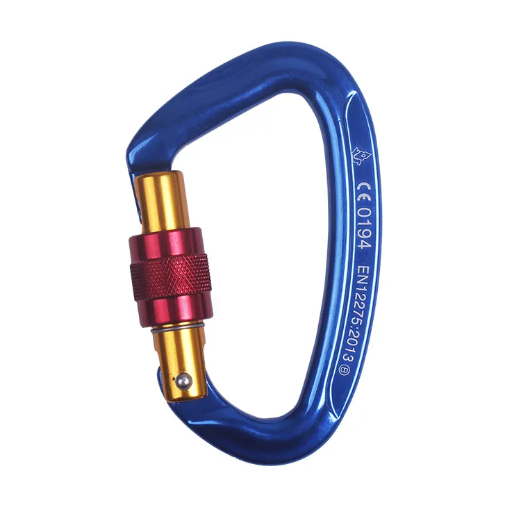 CE certified ultra light D-type rock climbing downhill fire safety carabiner