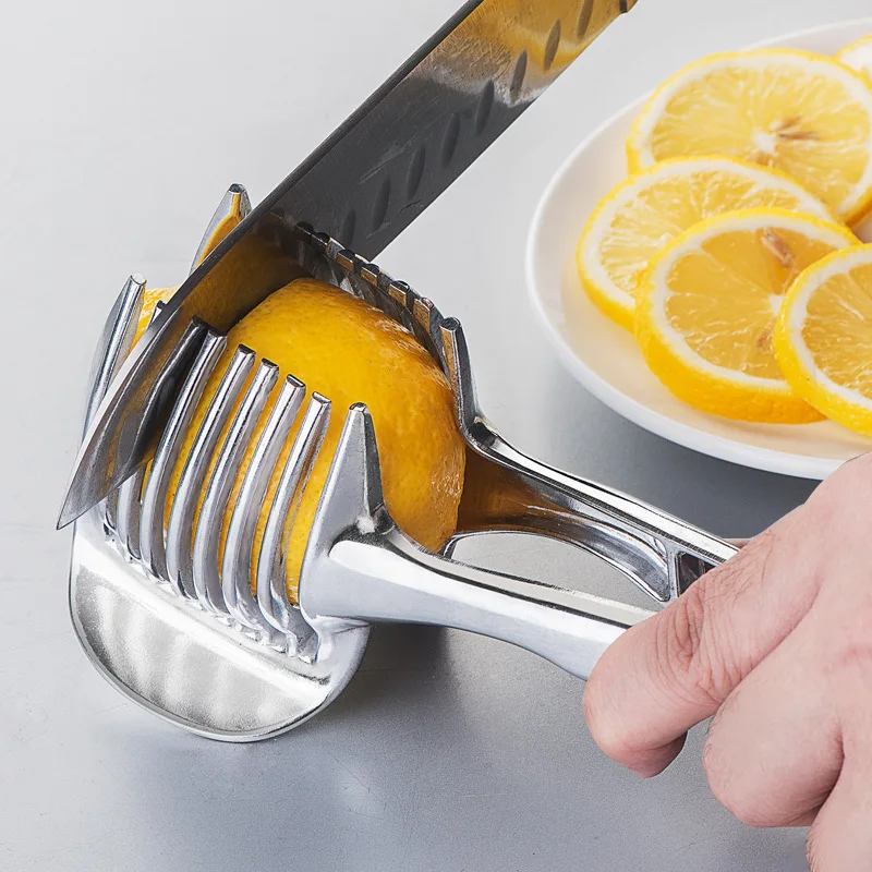 Hot sell stainless steel fruit tongs onion holder tomato slicer lemon cutter