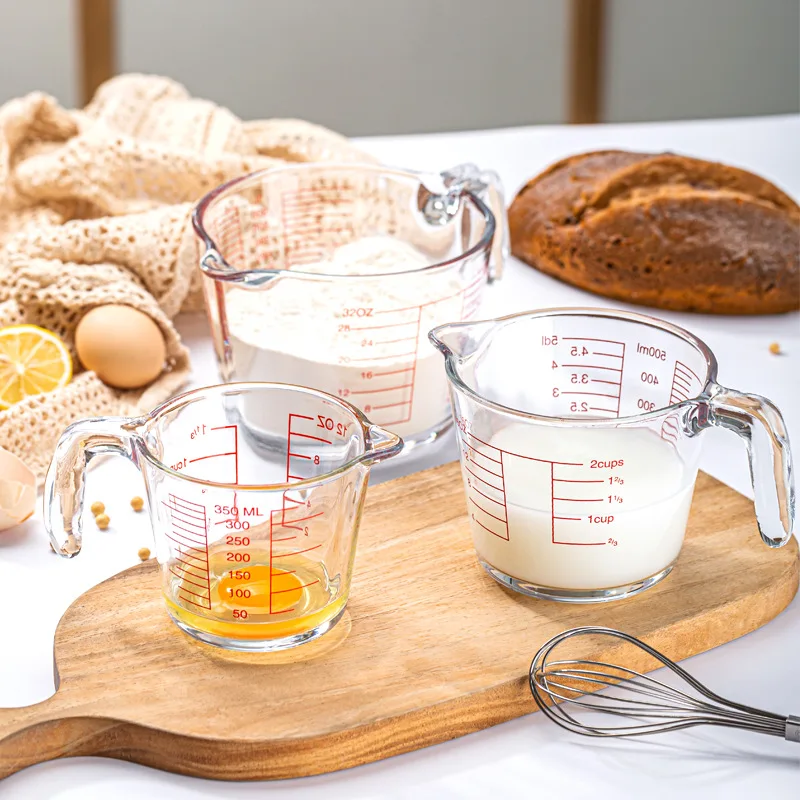 Transparent Clear 250ml 500ml 1000ml Measuring Jug Bakery Sustainable Glass Cup With Handle for Liquid Flour Egg