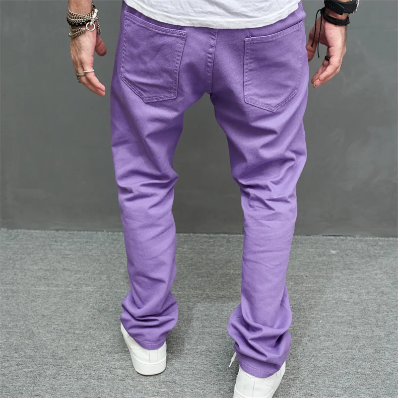 BB-J808-55 Fashion purple wax denim mens ripped hemp jeans men