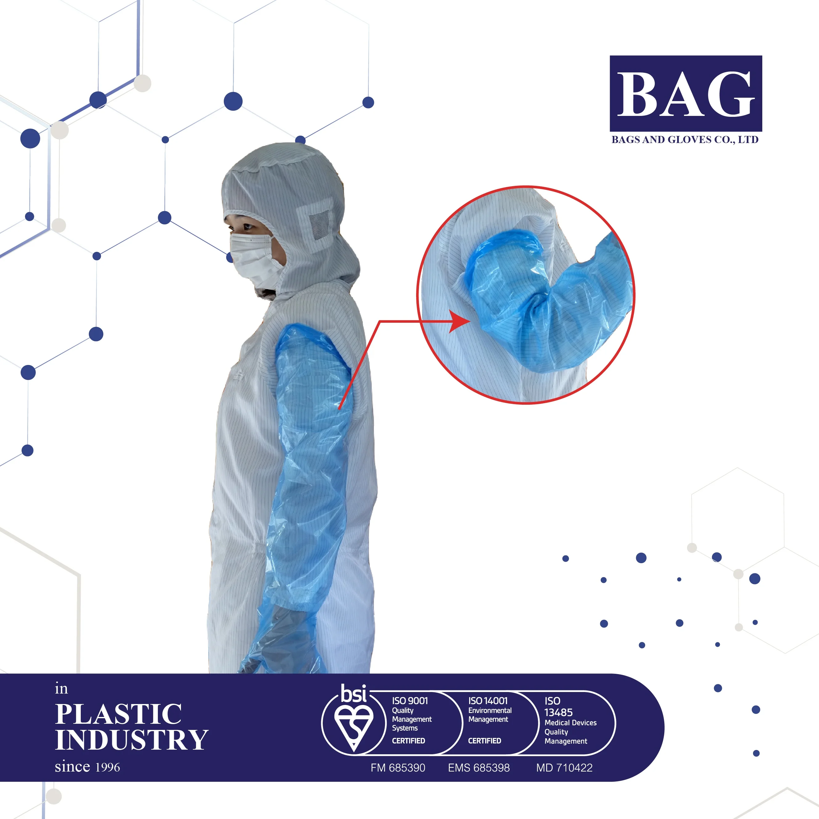 Disposable Arm Length Long Gloves for Medical used, Blue, non sterile