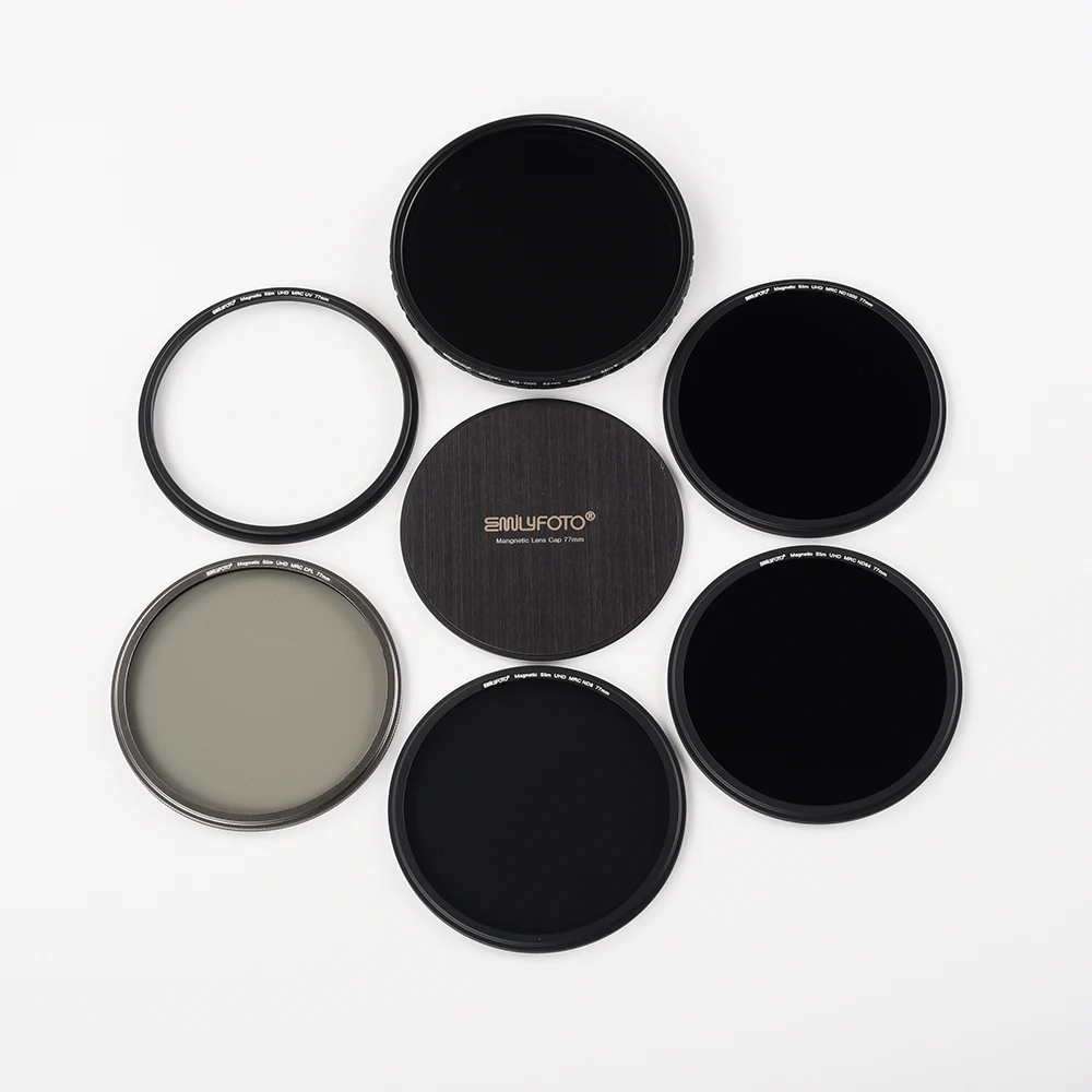 Высокопоглощающий Магнит набор фильтров 6 в 1 Emilyfoto CPL поляризация ND Subtractive УФ-зеркало устойчивость к повреждениям 67/72/77