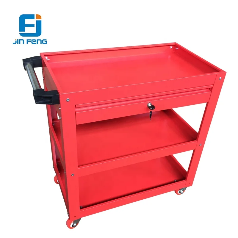 3 Tiers Steel Kitchen Trolly box movable rack / Utility Rolling Cart with drawer