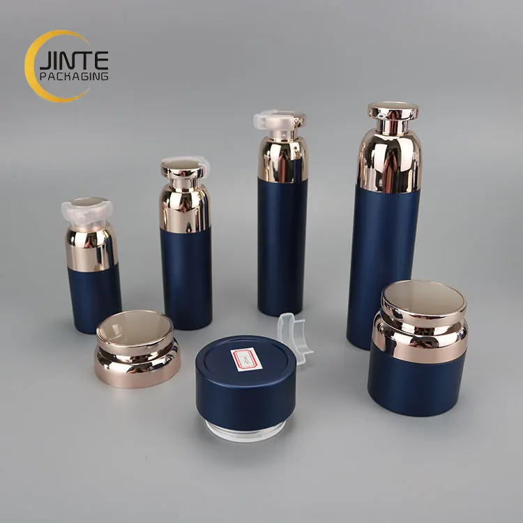 Unique New Design Custom Navy Color Cosmetic Packaging Sets Acrylic  Bottle And Cosmetic Cream Jar For Skin Care
