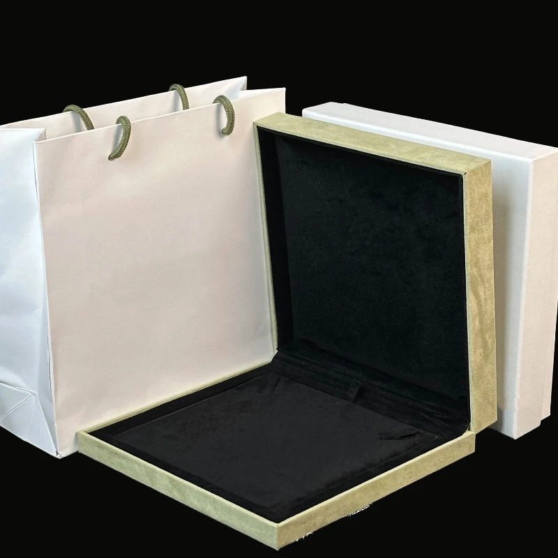 New Custom Imitation Leather Velvet Van Clover Jewelry Box Bracelet Watch Necklace Earrings Velvet Cleef Ring Jewelry Box