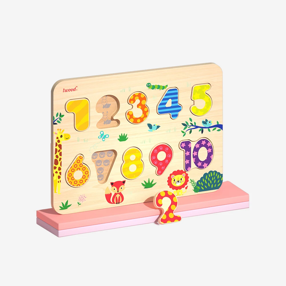 Safe Montessori Wooden Toy Colorful Number Puzzle Educational Toy