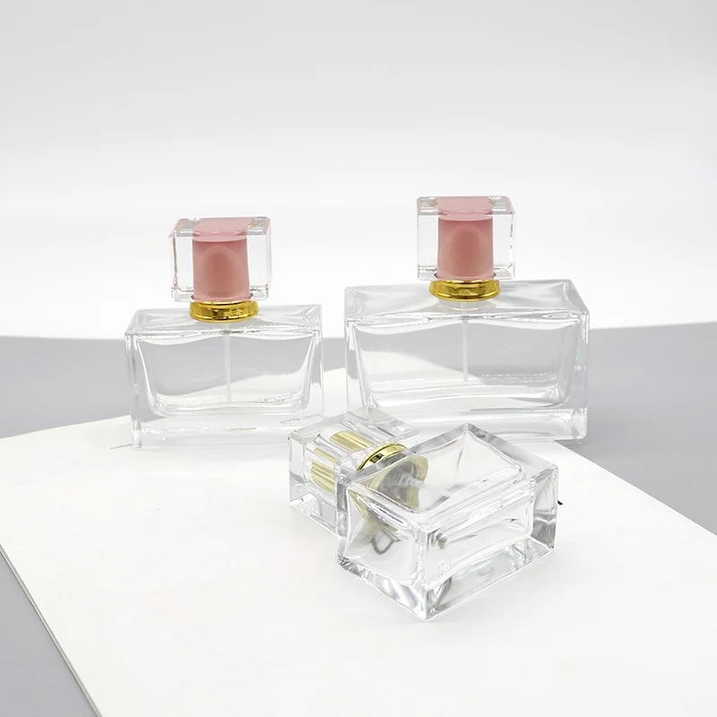 Glass perfume bottle 30ml 50ml 100ml high-end spray bottle bayonet portable square cosmetics empty perfume glass bottle