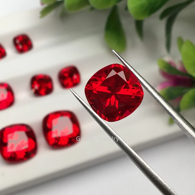 Wholesale Price Cushion Cut Lab Created Ruby Stone Pigeon Blood Red Ruby Synthetic Gems Gemstone