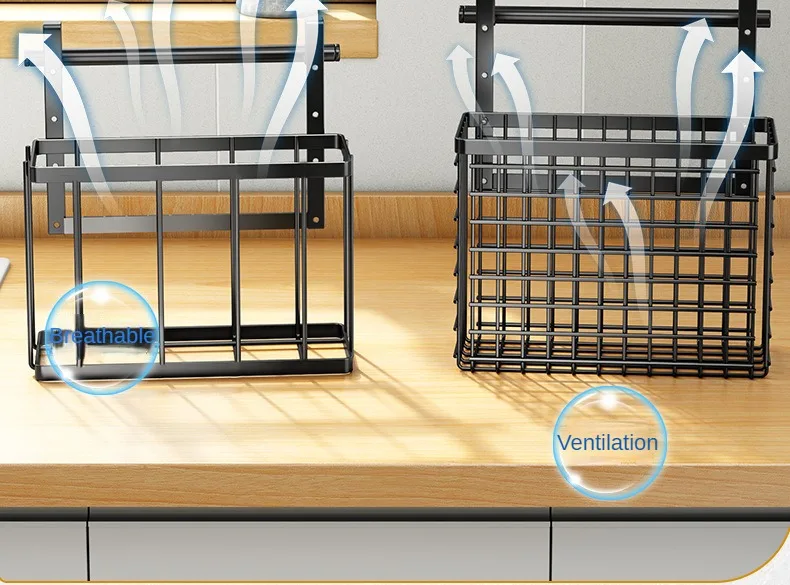 Cabinet Wall Mounted Storage Basket Fruit Storage Rack Cabinet Door Vegetable Basket Kitchen Sink Door Hanging Basket Organizer