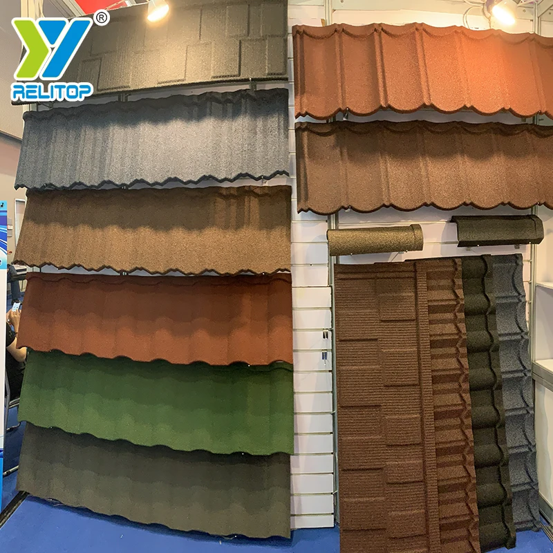 Guangzhou galvalume stone coated metal roofing tile shingle in Canton Fair
