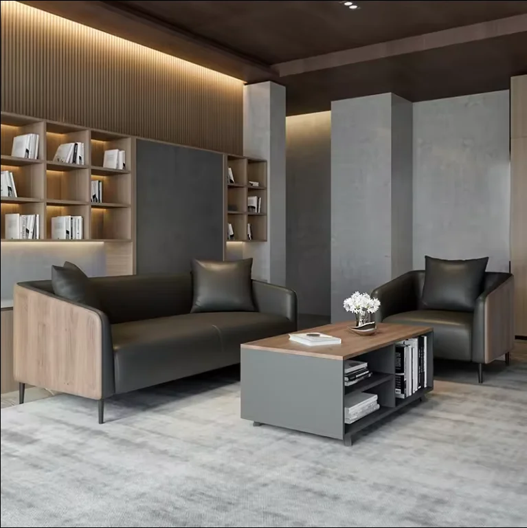 Reception Sofa Home Office Sofa Set Modern Design Sofa Minimalist Luxury Furniture Italian Style Office Leather Contemporary