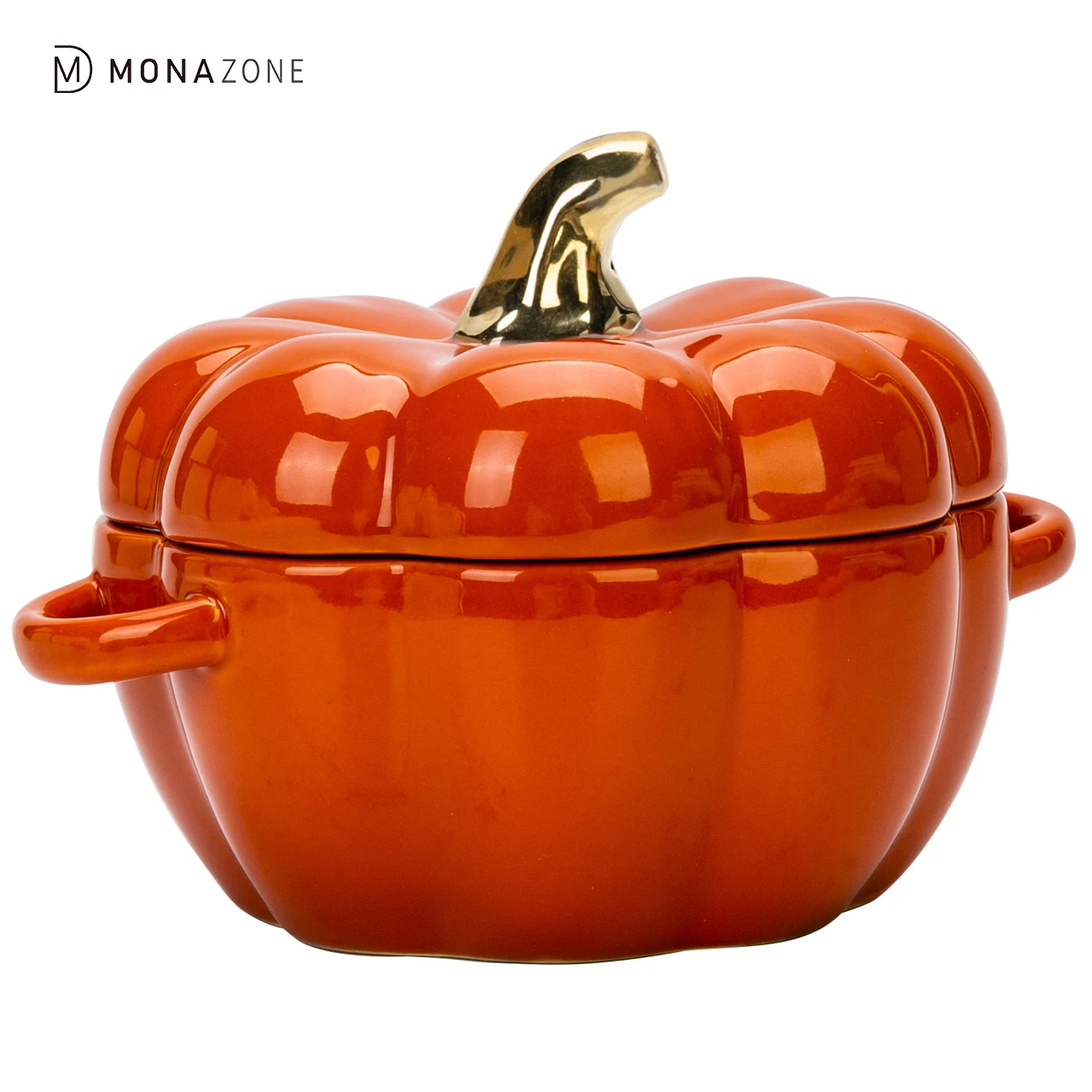 
MONAZONE Pumpkin Shape Baking Bowl With Lid Glaze Au Gratin Soup Salad Bowl Kitchen Bakeware Oven Halloween Baking Pan Supplies 