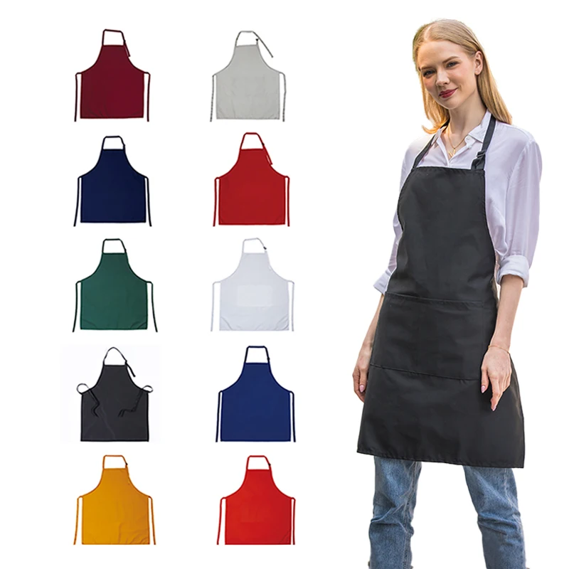 Stylish Black Denim Bib polyester/washed Apron Durable with Adjustable Cotton Neck Strap and Functional Pockets Customizable