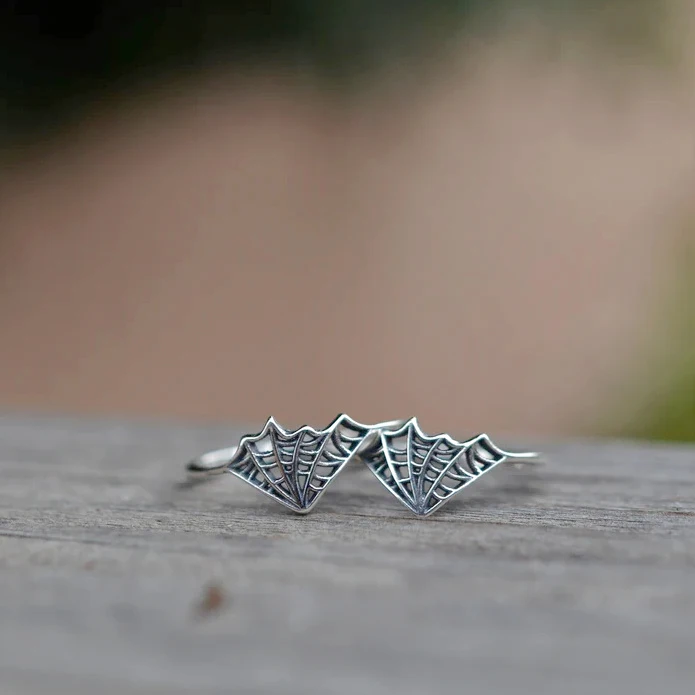 Gothic Punk Rock Cosplay Spiderman Unisex Halloween Jewelry Dark Series Hollow 925 Sterling Silver Spider Web Rings Men