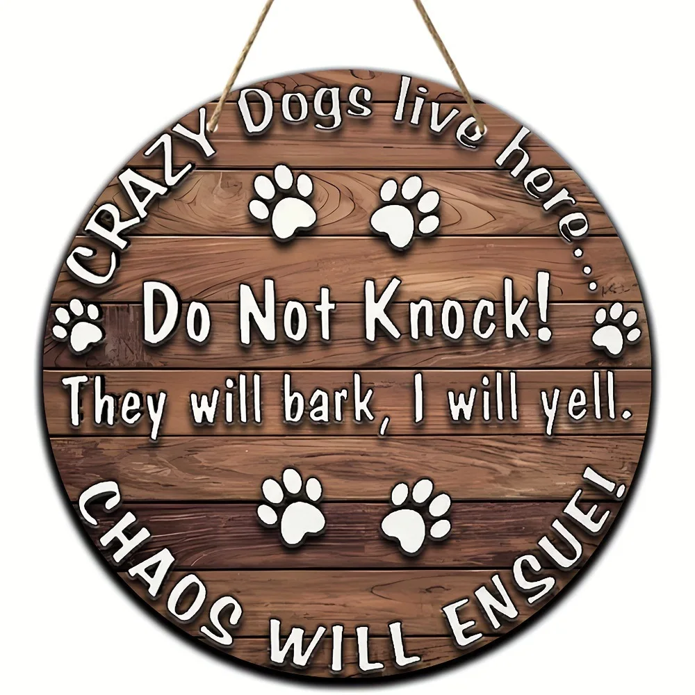 2024 new cross-border hot style home decoration pet wooden door sign round logo creative decorative sign home