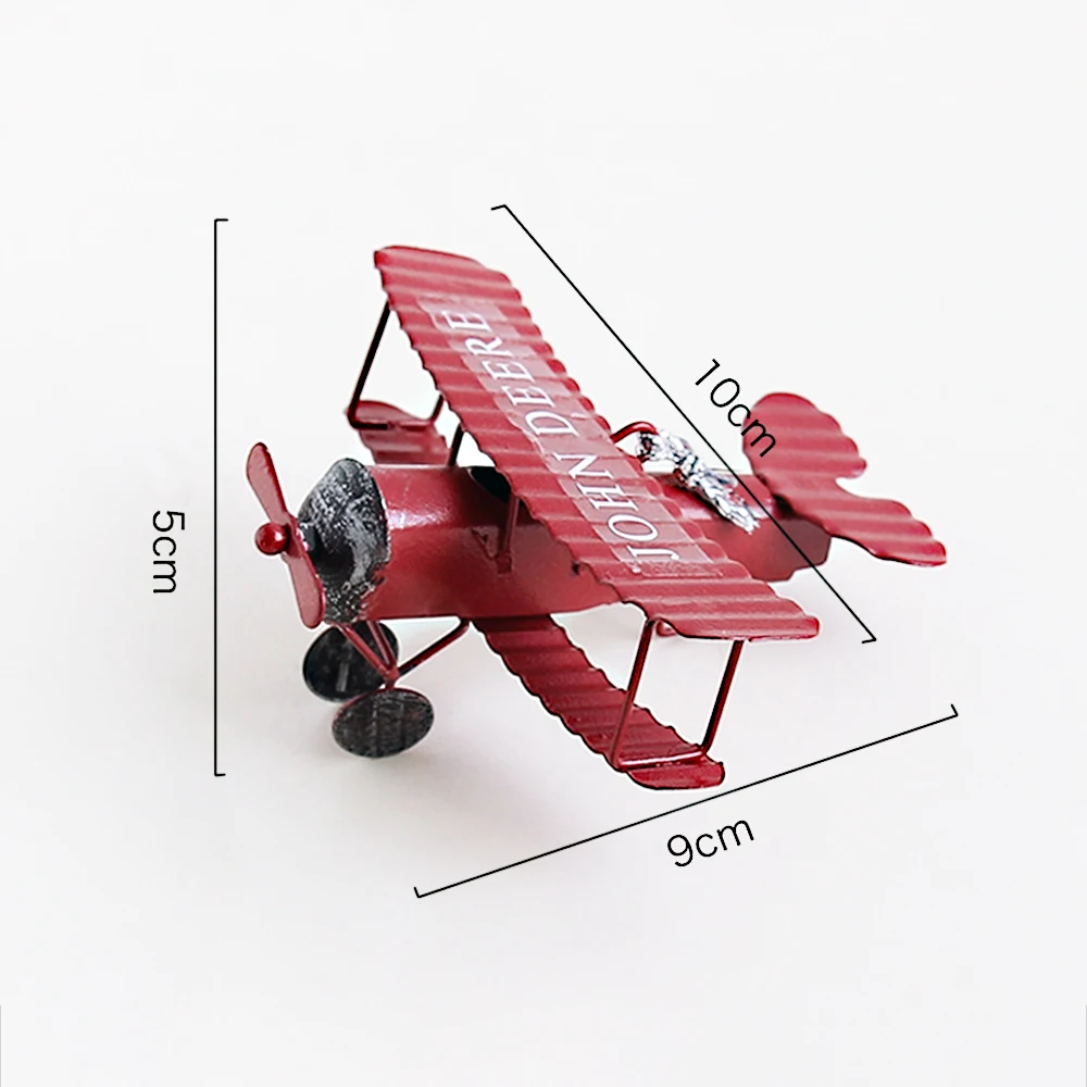 2022 Hot Sale Metal Crafts Retro Airplane Figurines Plane Model Vintage Glider Biplane Miniatures Home Decor